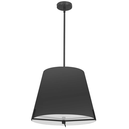 4 Light Incandescent Pendant Matte Black with Black Fabric shade