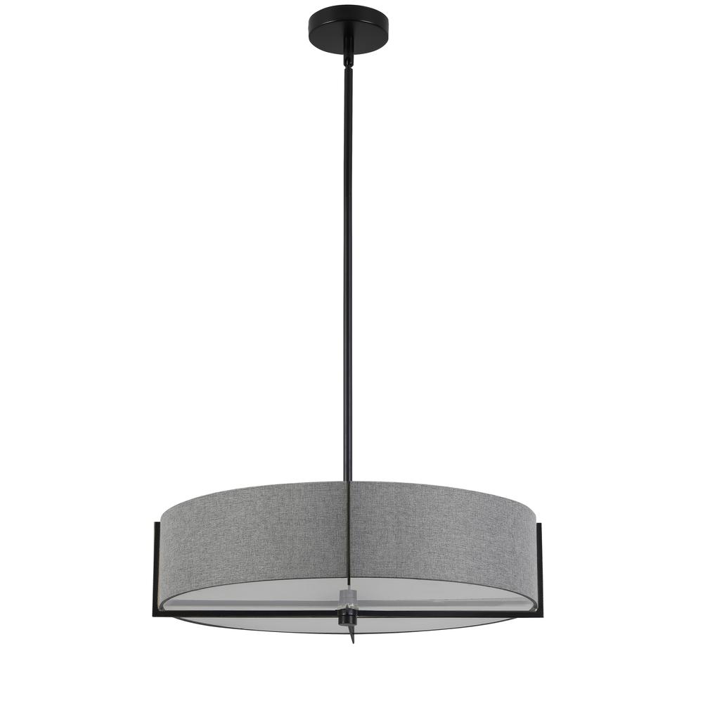 4 Light Incandescent Pendant, Matte Black with Grey Shade     (PST-214P-MB-GRY)