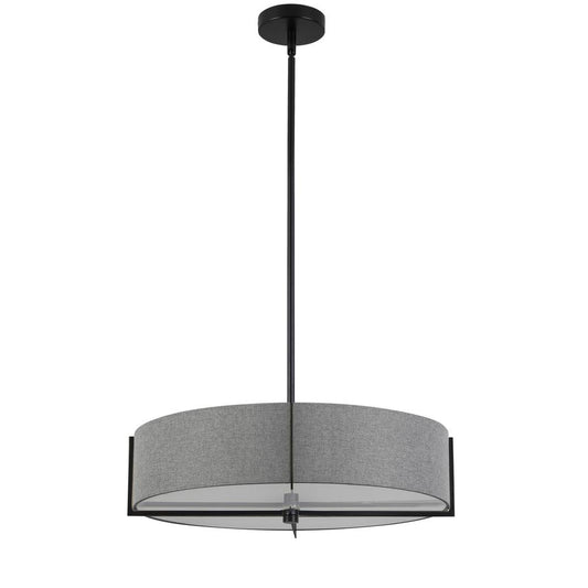 4 Light Incandescent Pendant, Matte Black with Grey Shade     (PST-214P-MB-GRY)