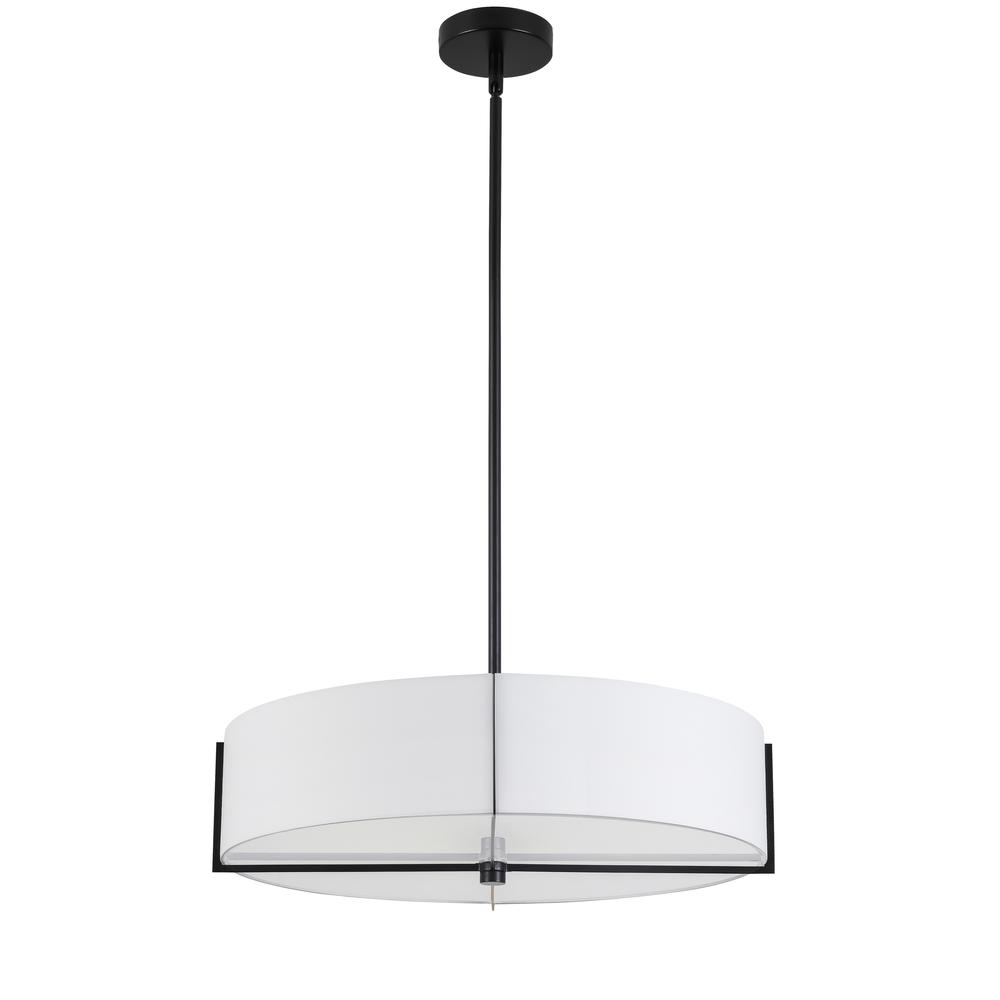 4 Light Incandescent Pendant, Matte Black with White Shade     (PST-214P-MB-WH)