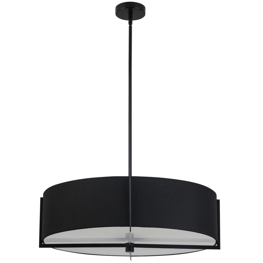 4 Light Incandescent Pendant, Matte Black with Black Shade     (PST-264LP-MB-BK)