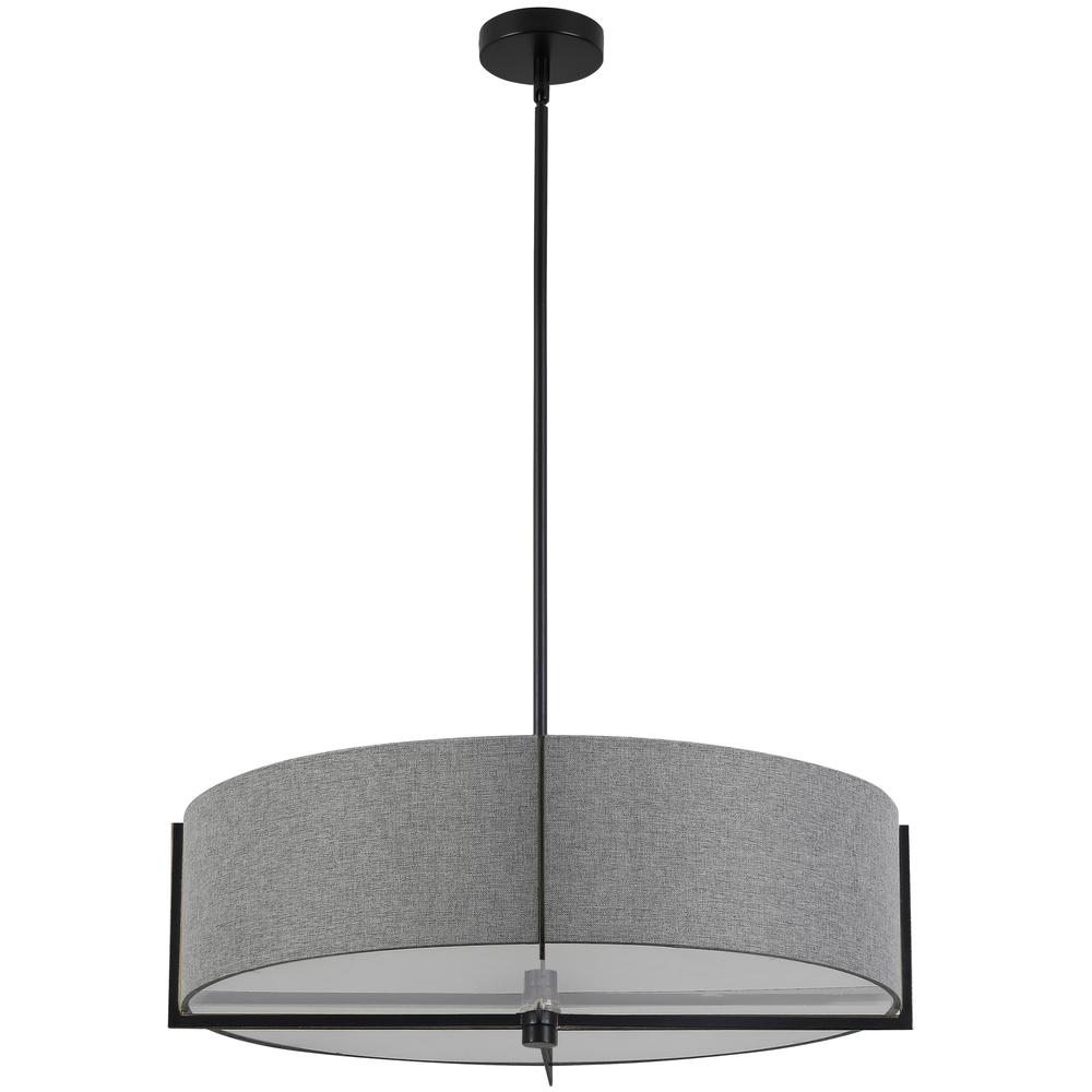 4 Light Incandescent Pendant, Matte Black with Grey Shade     (PST-264LP-MB-GRY)