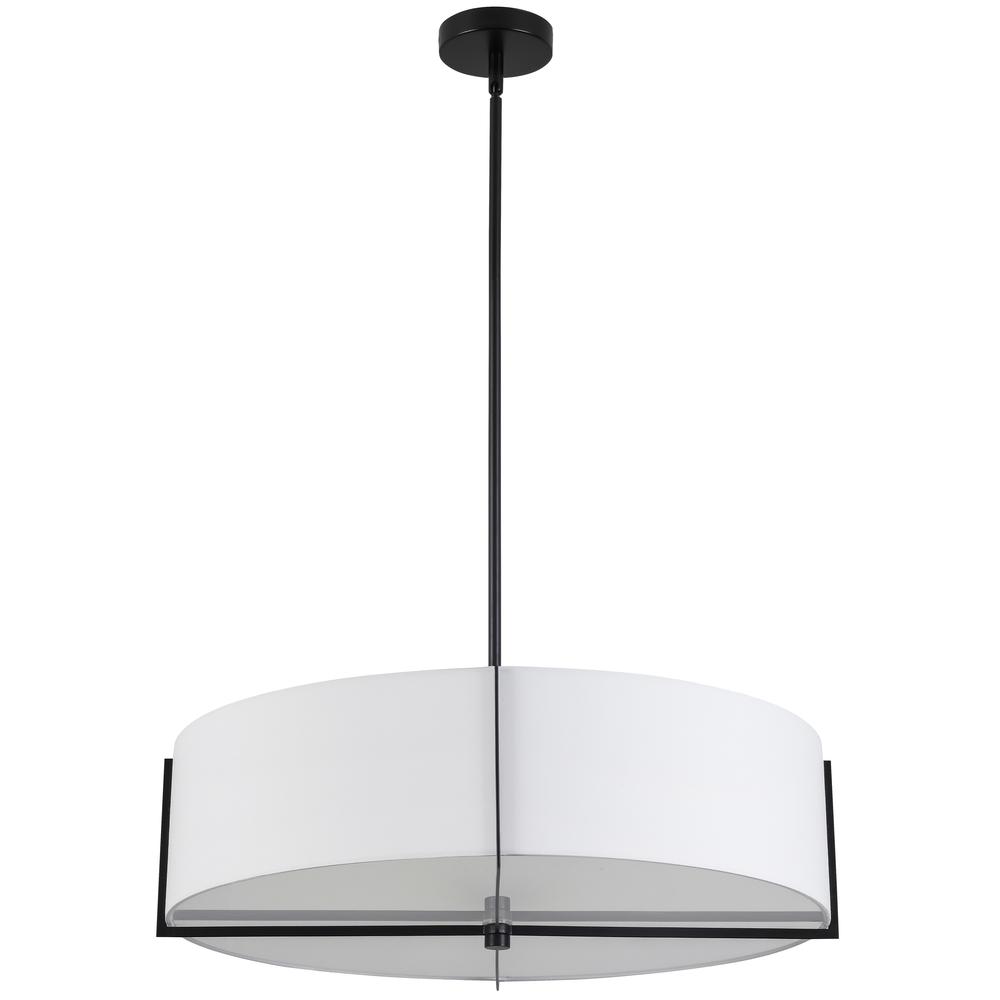 4 Light Incandescent Pendant, Matte Black with White Shade     (PST-264LP-MB-WH)