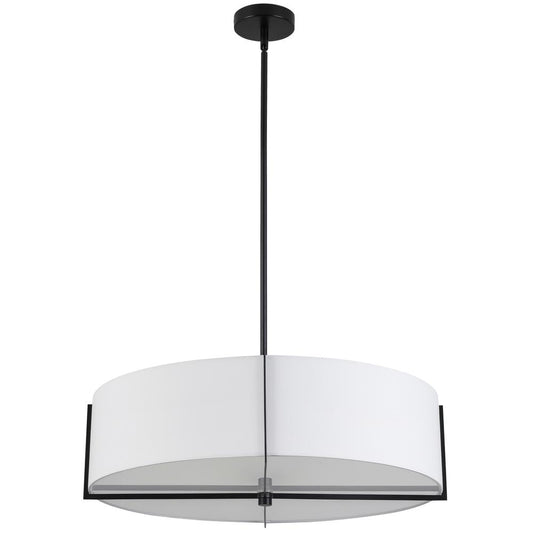 4 Light Incandescent Pendant, Matte Black with White Shade     (PST-264LP-MB-WH)