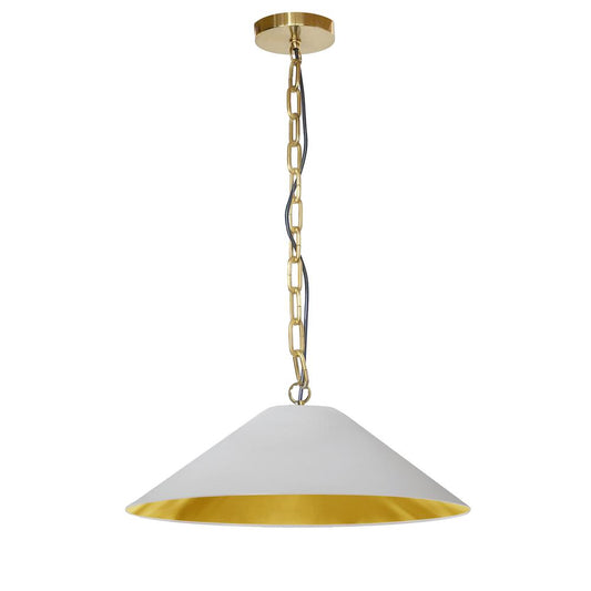 1 Light Incandescent Pendant, Aged Brass with White / Gold Shade     (PSY-M-AGB-692)