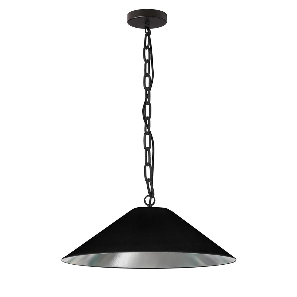 1 Light Incandescent Pendant, Matte Black with Black / Silver Shade     (PSY-M-MB-697)