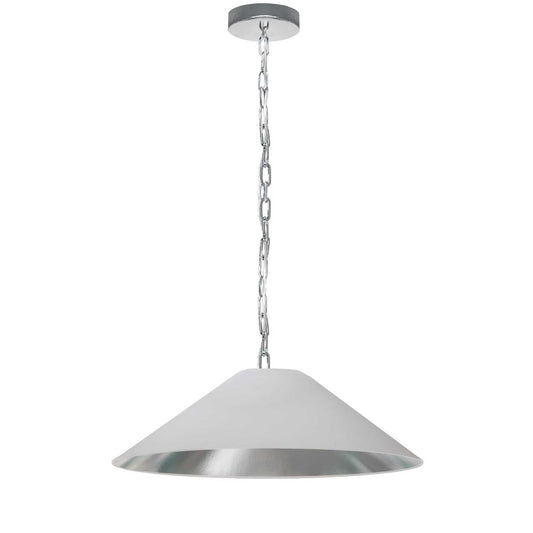 1 Light Incandescent Pendant, Polished Chrome  with White / Silver Shade     (PSY-M-PC-691)