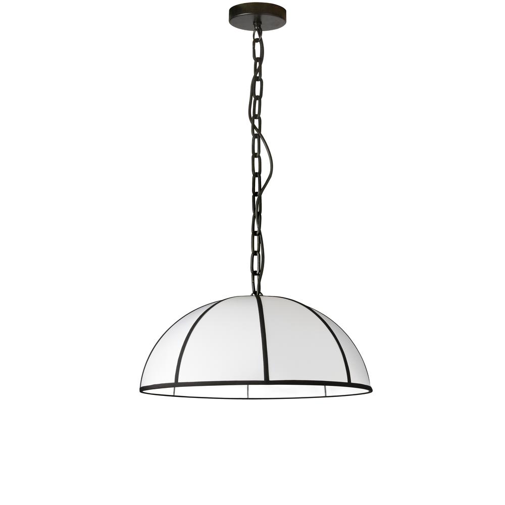 1 Light Incandescent Pendant, Matte Black with White Shade and Black Trim  (PTO-201P-MB-BW)