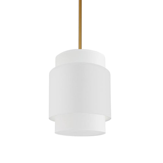 1 Light Incandescent Pendant, Aged Brass with White Shade     (PYA-141P-AGB-WH)