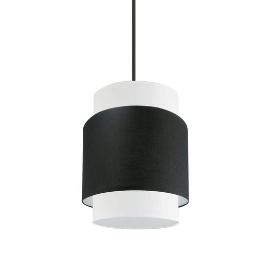 1 Light Incandescent Pendant, Matte Black with Black / White Shade     (PYA-141P-MB-BW)