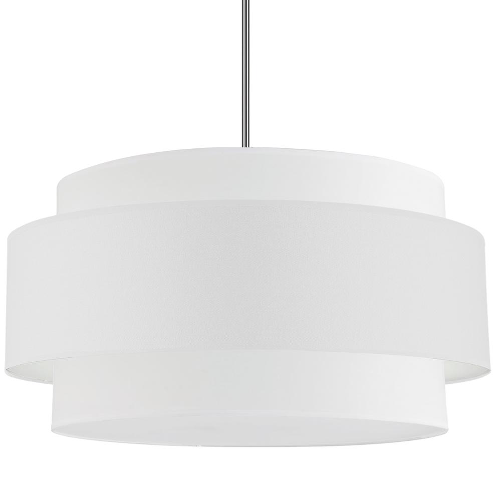 4 Light Incandescent Chandelier, Polished Chrome  with White Shade     (PYA-304C-PC-WH)