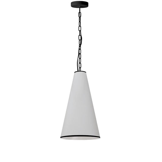 1 Light Incandescent Pendant, Matte Black with White Shade and Black Trim  (PYM-S-MB-BW)