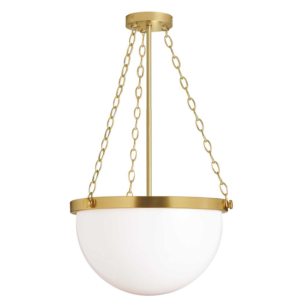 1 Light Incandescent Rhonda Pendant Aged Brass w/ White Glass