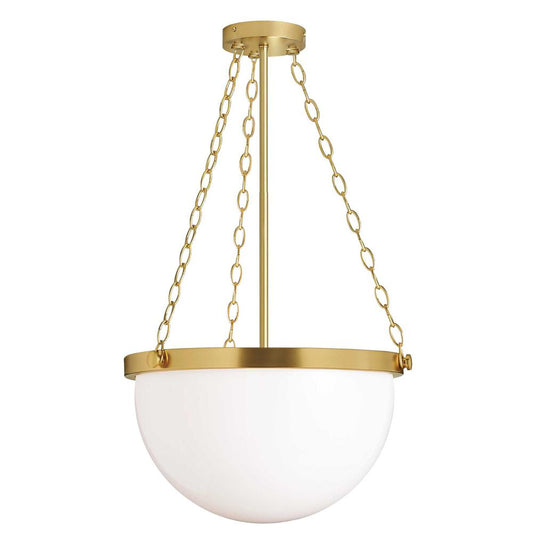 1 Light Incandescent Rhonda Pendant Aged Brass w/ White Glass