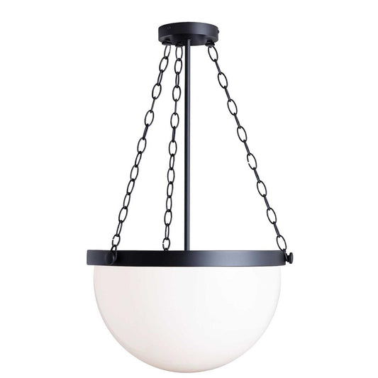 1 Light Incandescent Rhonda Pendant Matte Black w/ White Glass