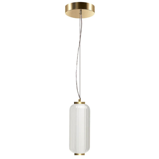 10W LED Pendant, Aged Brass with Clear Fluted Glass