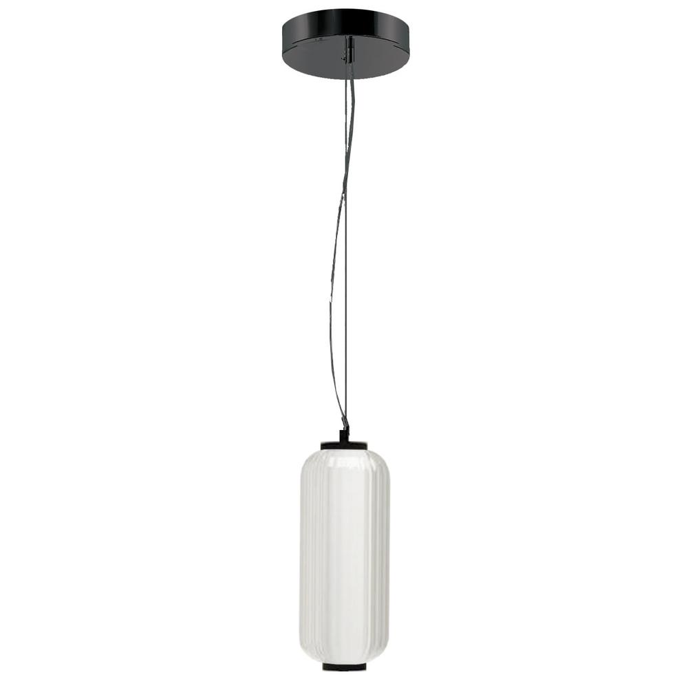 10W LED Pendant, Matte Black with Clear Fluted Glass