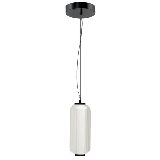 10W LED Pendant, Matte Black with Clear Fluted Glass