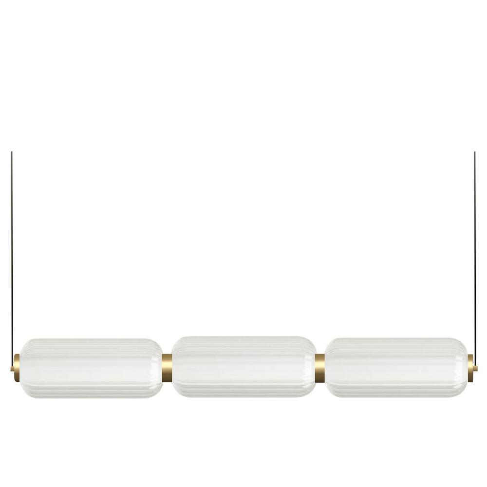 30W LED Horizontal Pendant, Aged Brass with Clear Fluted Glass