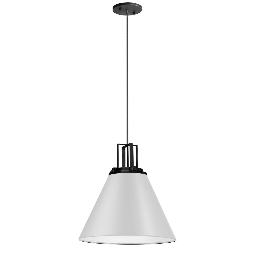 1 Light Incandescent Pendant, Matte White with Matte Black Accent     (SNS-141P-MW-MB)