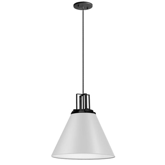 1 Light Incandescent Pendant, Matte White with Matte Black Accent     (SNS-141P-MW-MB)