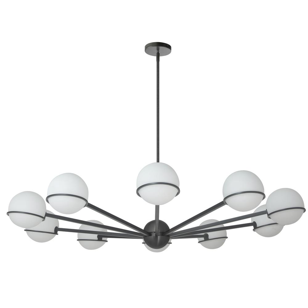 10 Light Halogen Chandelier, Matte Black with White Opal Glass    (SOF-5010C-MB)