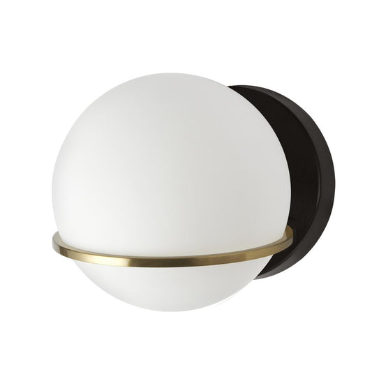 1 Light Halogen Wall Sconce, Matte Black / Aged Brass with White Opal Glass   (SOF-61W-MB-AGB)