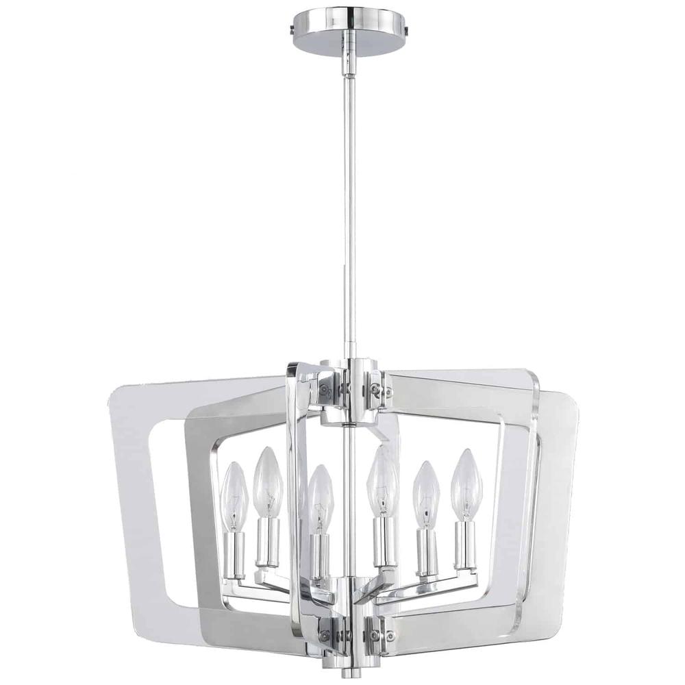 6Light Chandelier, Polished Chrome Finish