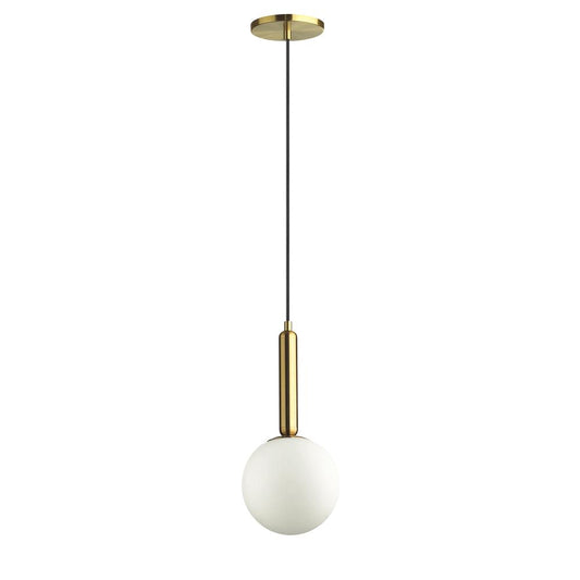 1 Light Incandescent Pendant, Aged Brass with White Glass     (TAR-61P-AGB-WH)