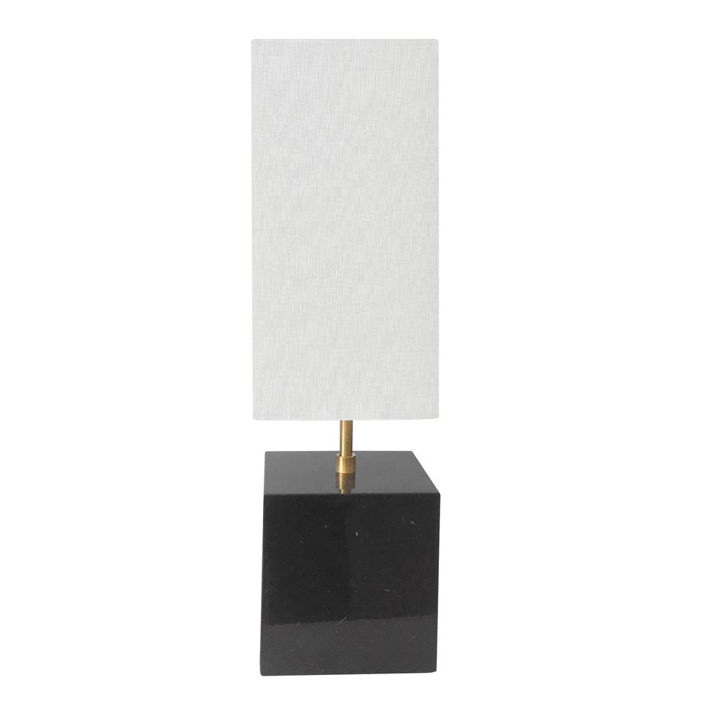 1 Light Incandescent Table Lamp, Black / Aged Brass White Shade