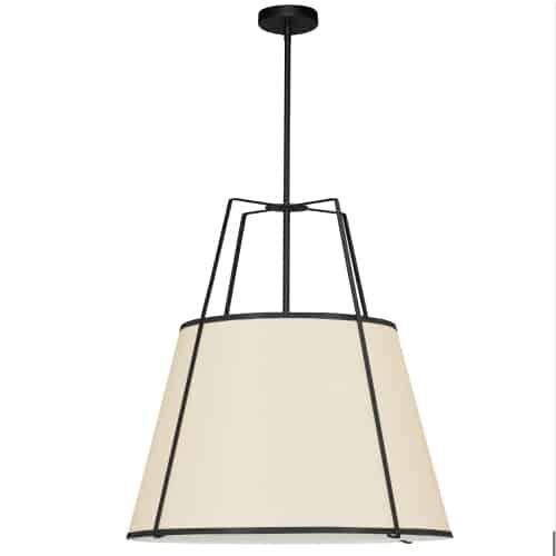 3 Light Trapezoid Pendant BK/CRM Shade w/790Diff