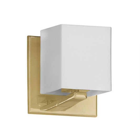 1 Light Halogen Wall Sconce, Aged Brass with White Glass    (V1230-1W-AGB)