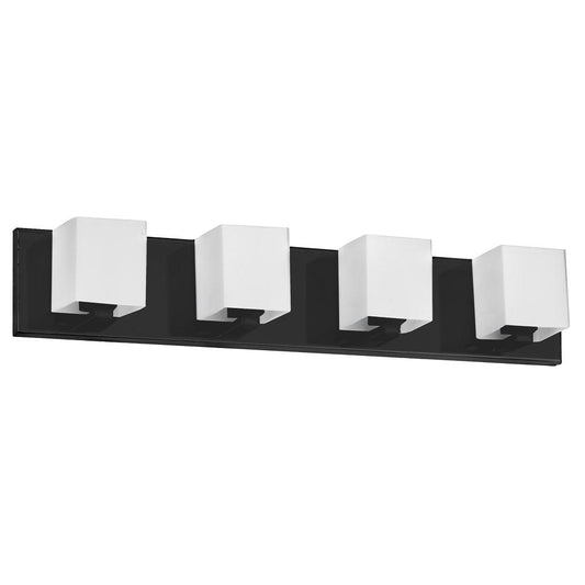 4 Light Halogen Vanity, Matte Black with White Glass     (V1230-4W-MB)