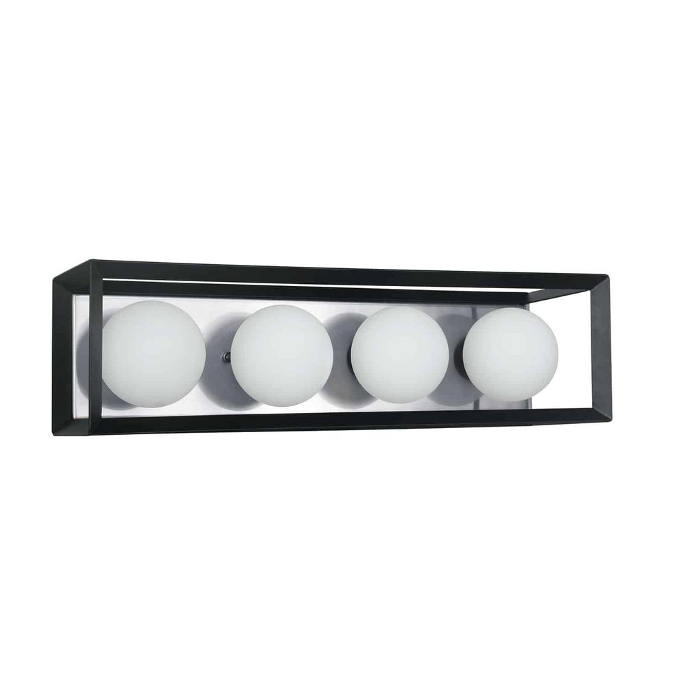 4 Light Halogen Vanity Black and Polished Chrome Finish