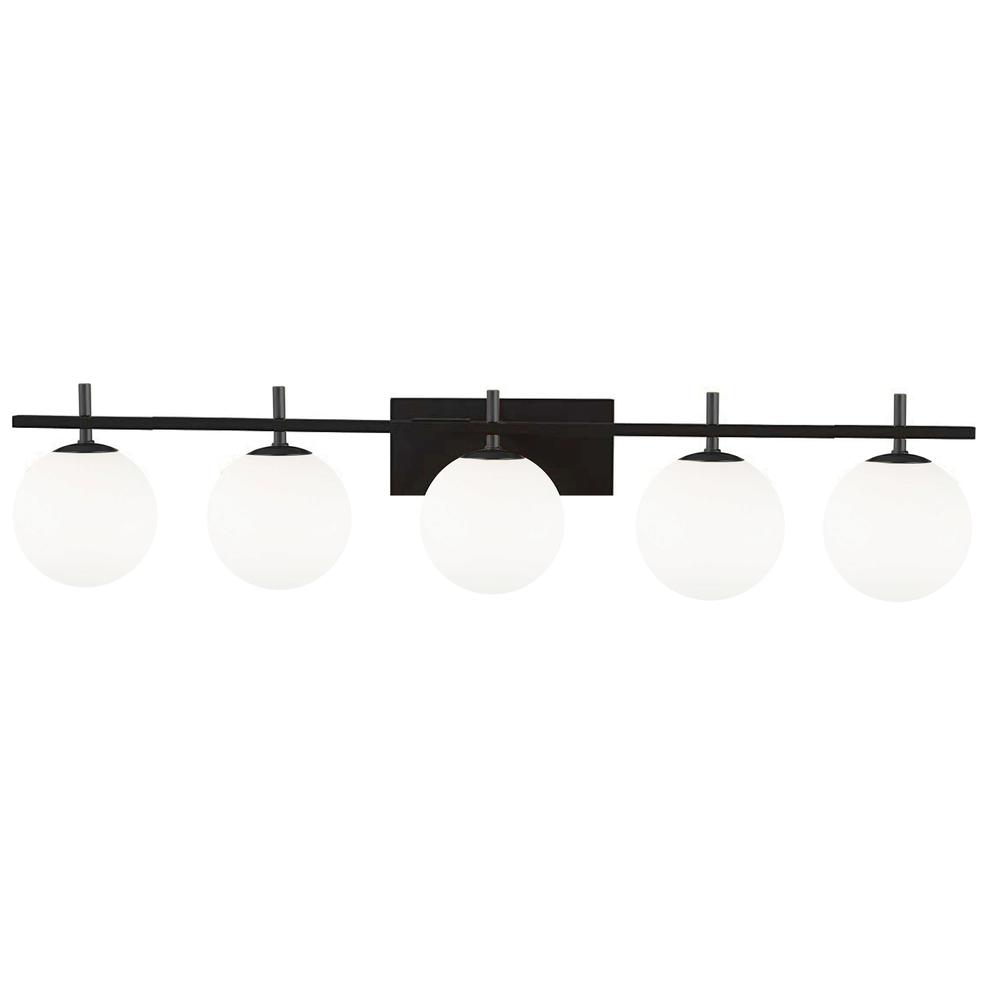 5 Light Halogen Vanity, Matte Black        (VAD-415W-MB)