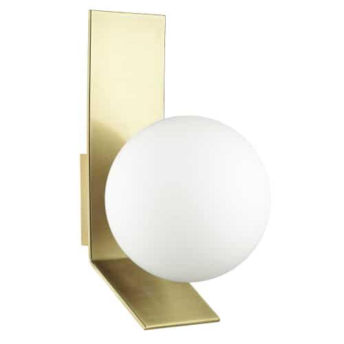 1LT Halogen Wall Sconce, AGB w/ Smoke Glass