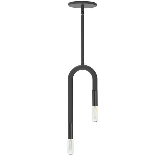 2 Light Incandescent Matte Black Pendant,        (WAN-152P-MB)