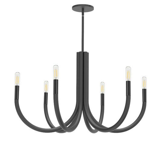 6 Light Incandescent Chandelier, Matte Black        (WAN-286C-MB)