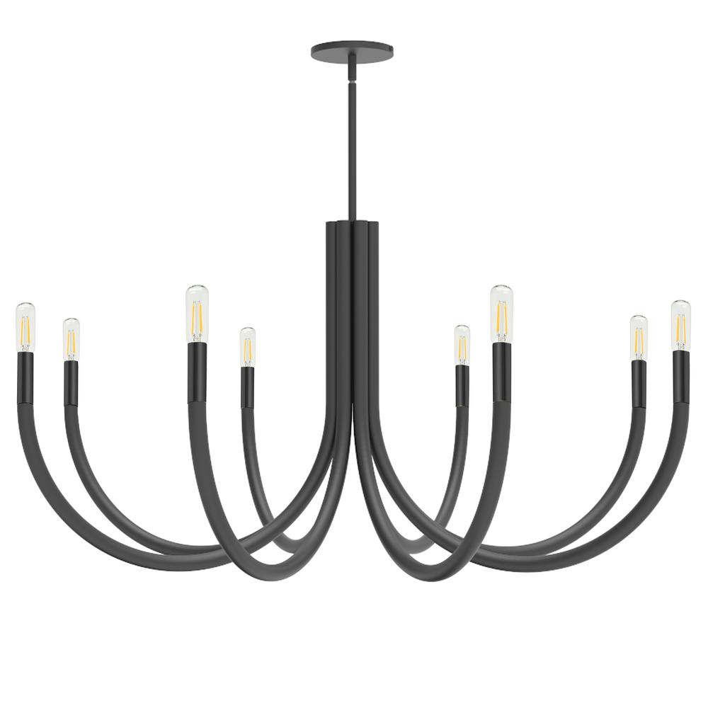 8 Light Incandescent Chandelier, Matte Black        (WAN-388C-MB)