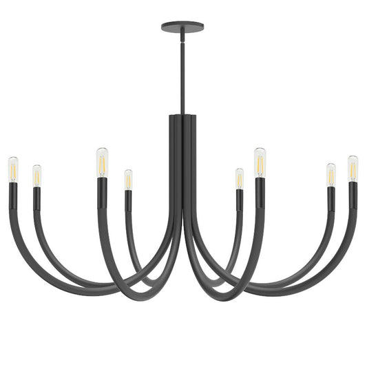 8 Light Incandescent Chandelier, Matte Black        (WAN-388C-MB)