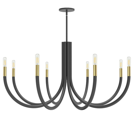 8 Light Incandescent Chandelier, Matte Black and Aged Brass      (WAN-388C-MB-AGB)