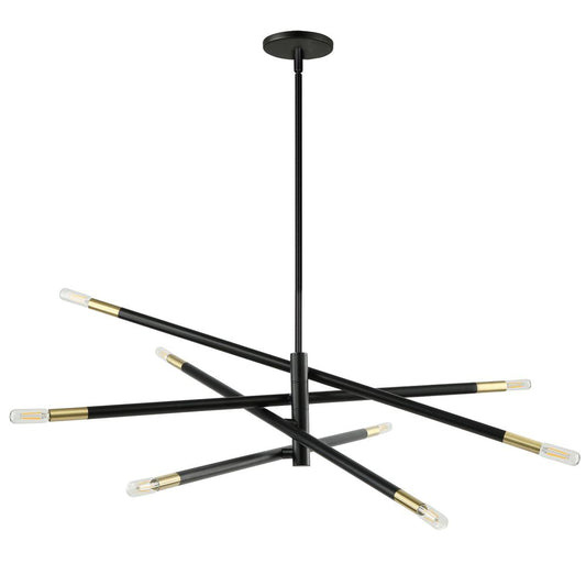 8 Light Incandescent Pendant, Matte Black and Aged Brass      (WAN-548P-MB-AGB)