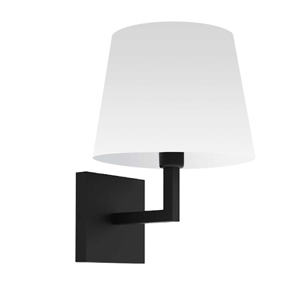 1 Light Incandescent Wall, Sconce Matte Black with White Shade    (WHN-91W-MB-WH)