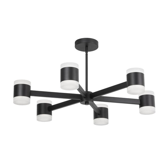 84W Chandelier, Matte Black w/ Frosted Acrylic Diffuser