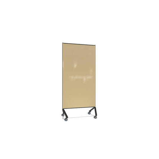 Ghent Pointe Non-Magnetic Mobile Glassboard, Beige Painted Glass w/ Black Frame, 77" H X 36" W