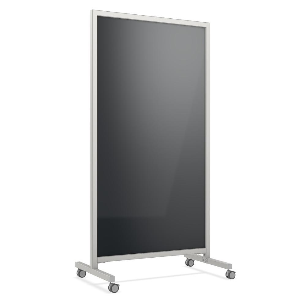 Ghent EZ Mobile Glassboard, Non-magnetic, 75"H x 38"W, Black