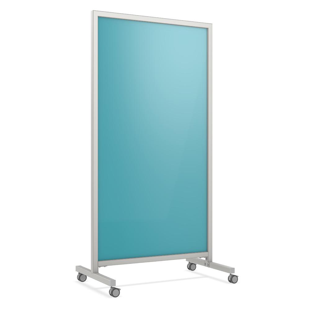 Ghent EZ Mobile Glassboard, Non-magnetic, 75"H x 38"W, Blue