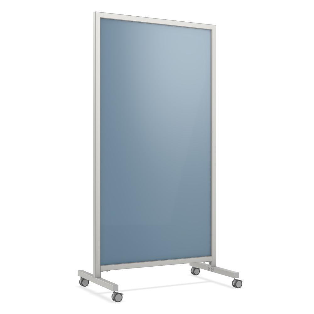 Ghent EZ Mobile Glassboard, Non-magnetic, 75"H x 38"W, Denim