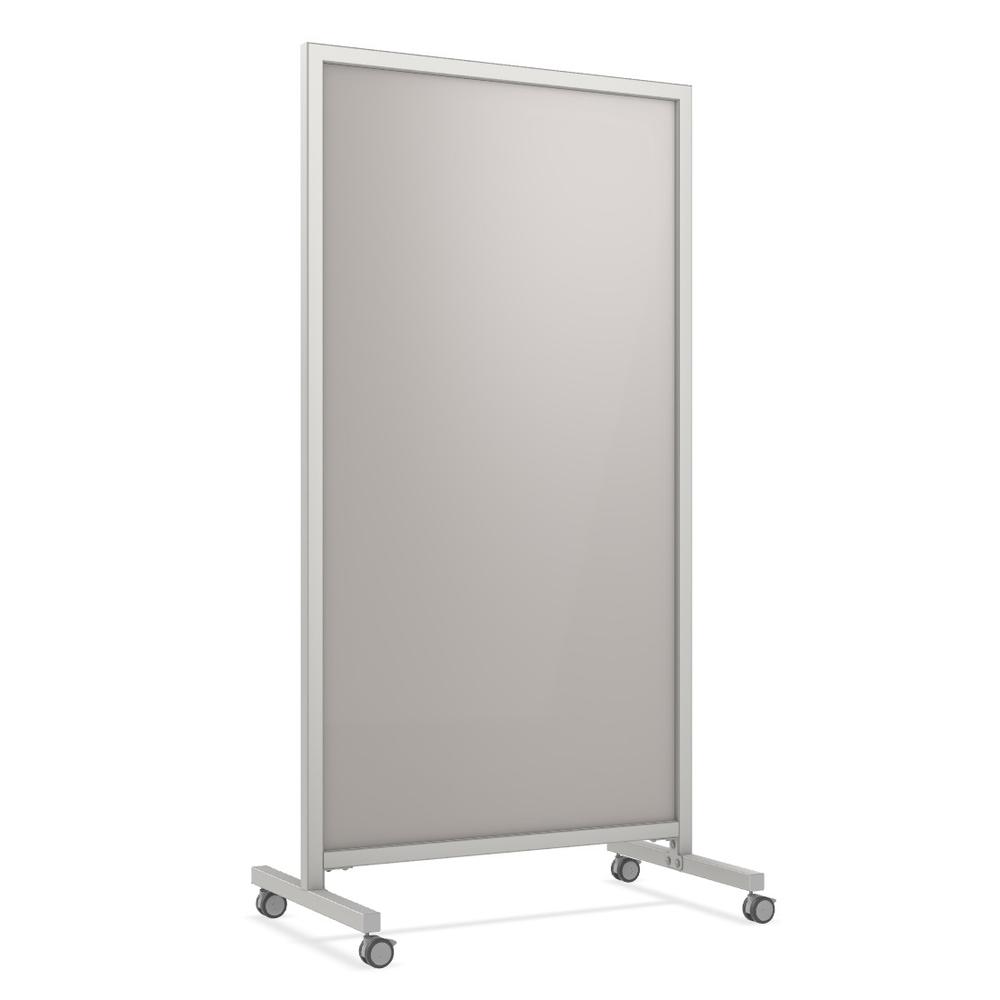 Ghent EZ Mobile Glassboard, Non-magnetic, 75"H x 38"W, Gray