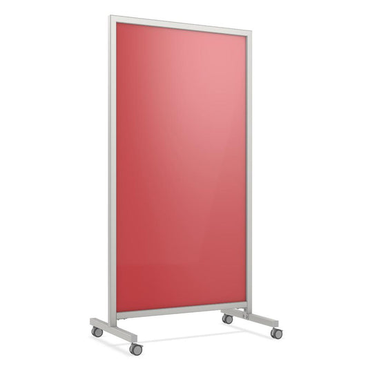 Ghent EZ Mobile Glassboard, Non-magnetic, 75"H x 38"W, Rose